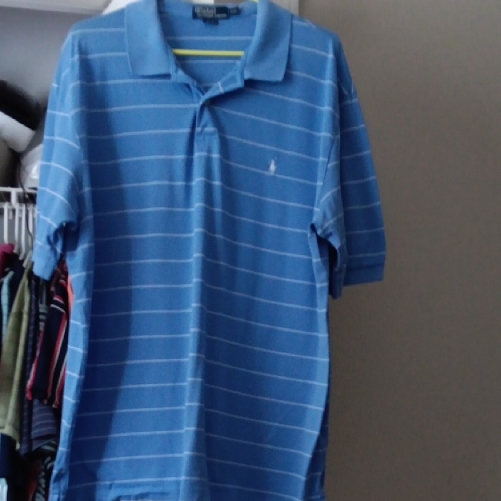Ralph Lauren Blue Polo Shirt with Classic Stripes